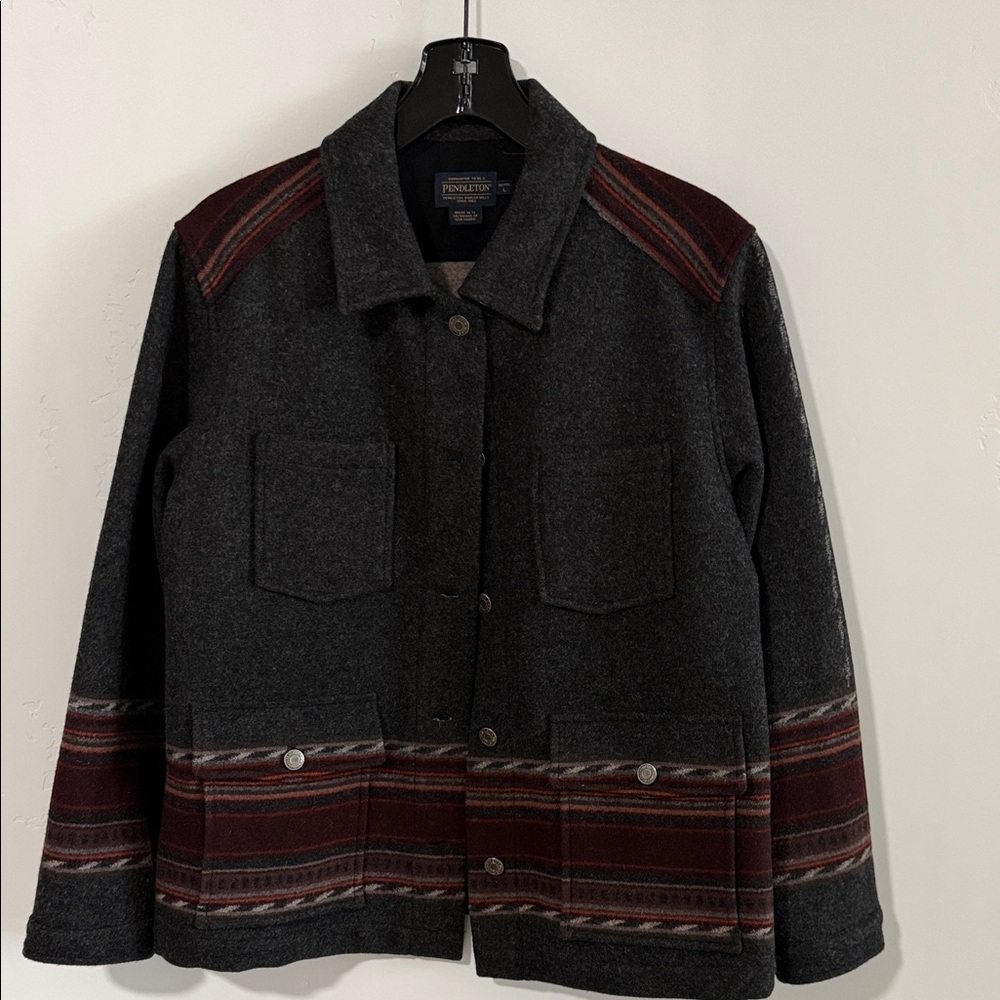 Pendleton Charcoal and Burgundy Wool Jacket